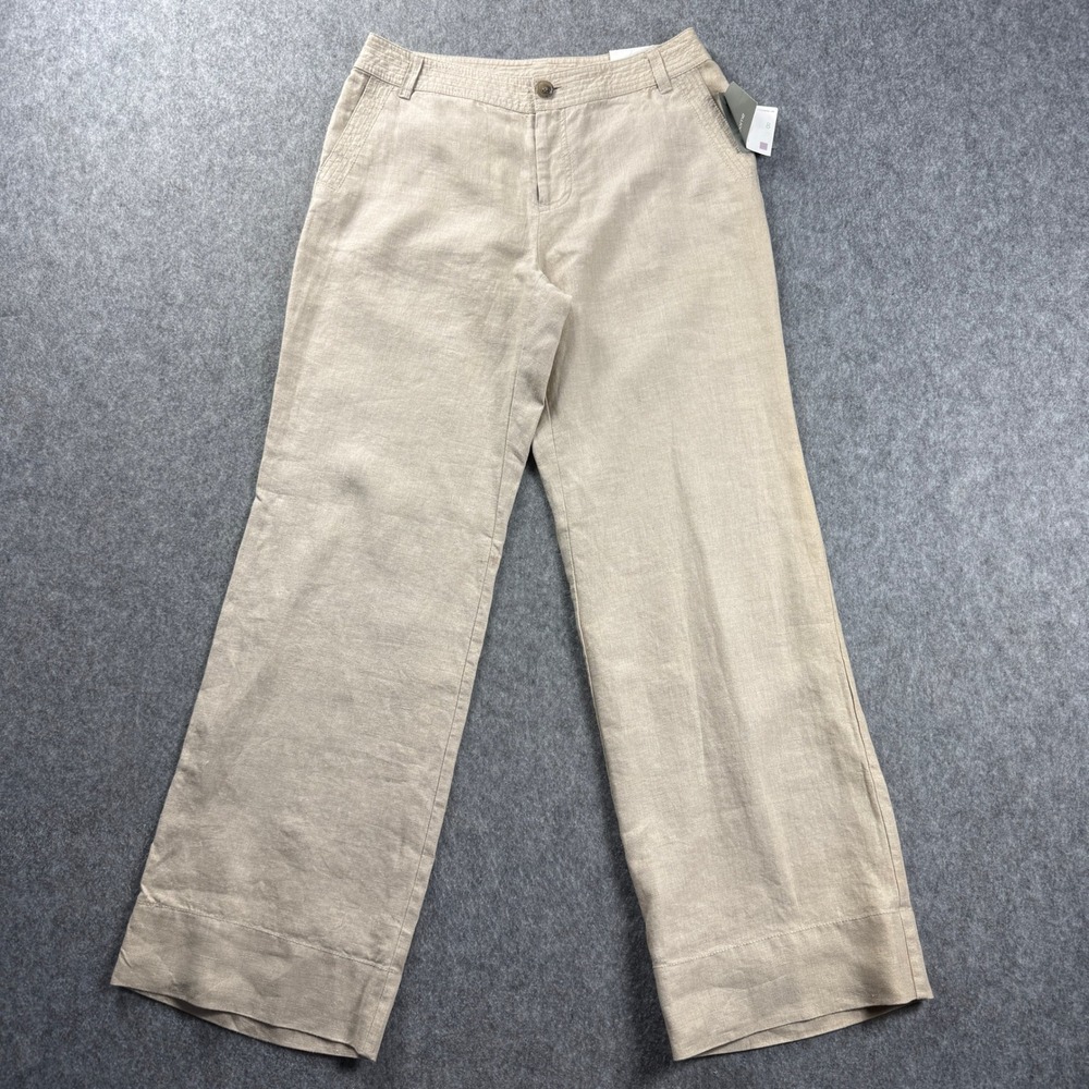 Liz Claiborne Pants Womens Audra Wide Leg Size 8 Beige Oatmeal Breathable‎ NWT